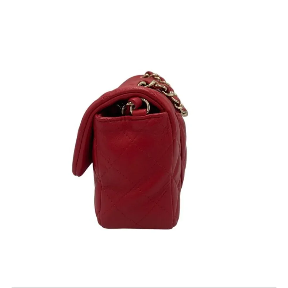 Chanel Classic Double Flap Small Red Lambskin Gold